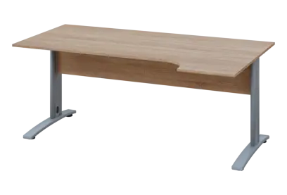 ERK 18 - 184 stůl kancelářský, rohový, pravý, kovová podnož stříbrná, deska 18 mm, široký 1800 mm, dub bardolino